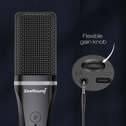Zealsound RGB USB Condenser Gaming Microphone Computer Professional Mic For PC PS4 PS5 Mac Phone Recording Streaming Podcasting