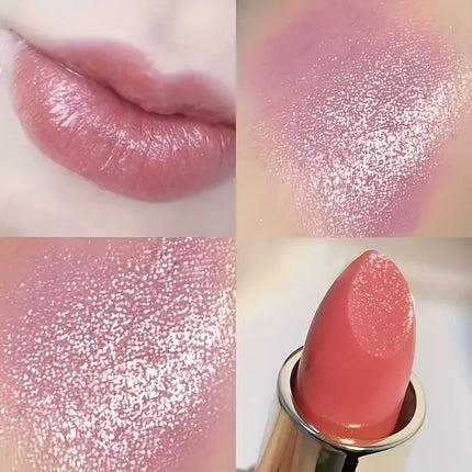 Shimmer Coral Metallic Lipstick Waterproof High Pigment Glitter Diamond Sparkling Pearl Lip Gloss for Shiny Cosmetics