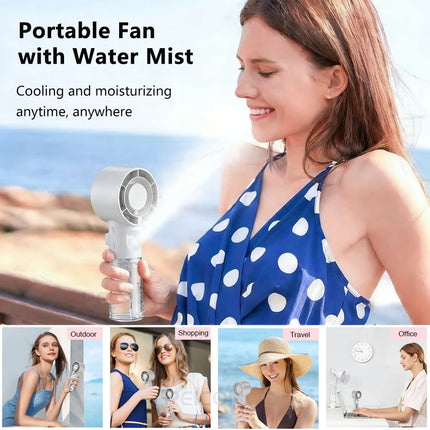 Portable Humidifier Fan Mini Handheld Water Mist Fan Rechargeable Small Personal Air Cooling Fan for Outdoor Travel Spray Fan