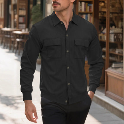 New 2025 Men's Casual Fashionable Long Sleeve Corduroy Shirt Cardigan Summer Season Neutral Minimalist Style Origin China