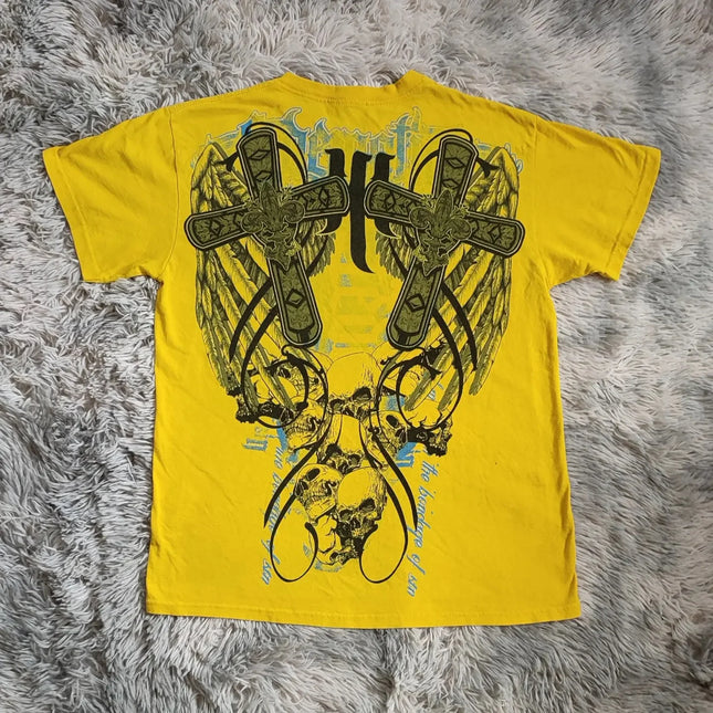 American 2000s Street Affliction New Men Tops Gothic Retro Printed Oversize T-shirt couple Hip Hop Harajuku Punk Short Sleeves