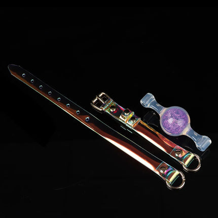 Silicone Mouth Gag Built-in Crystal Glass Ball Erotic Sex Toys Gag Ball Couple Adult Game Open Mouth Gag Ball Bdsm Bondage