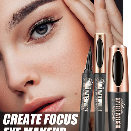 Liquid Eyeliner Pencil 4D Waterproof Mascara Set Cosmetics Eye Liner Thick Curling Mascara Eyebrow Pencil Eyes Makeup
