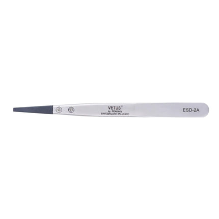 VETUS ESD Series Anti-static Tweezers with Interchangeable Head Stainless Steel Body Conductive Carbon Fiber Plastic Handle 1pcs