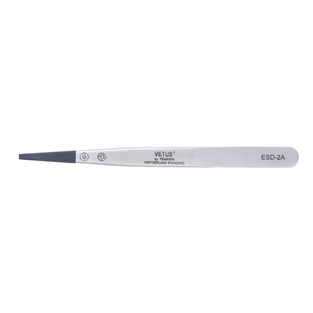VETUS ESD Series Anti-static Tweezers with Interchangeable Head Stainless Steel Body Conductive Carbon Fiber Plastic Handle 1pcs