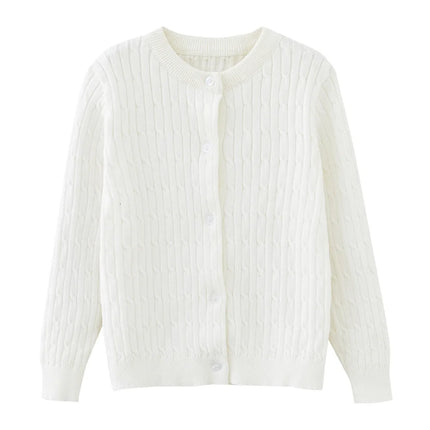 Girls Knit Cardigan Kids Button Long Sleeve Knit Sweater Clothes Cord Knit Sweater