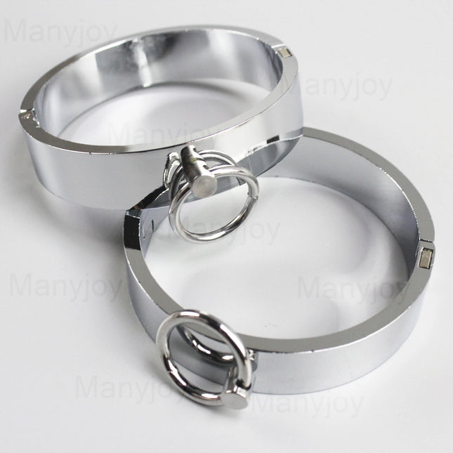 Metal Handcuffs Ankle Cuffs Neck Collar Locking Pin Circle Slave Restraint Cosplay Shackle Bondage BDSM Sex Toys for Men Women