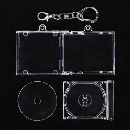 1/50pcs Clear Peripheral Commemorative Album Blank Mini CD Case Pendant For DIY Keychains Backpack Hanging Decoration Keyrings