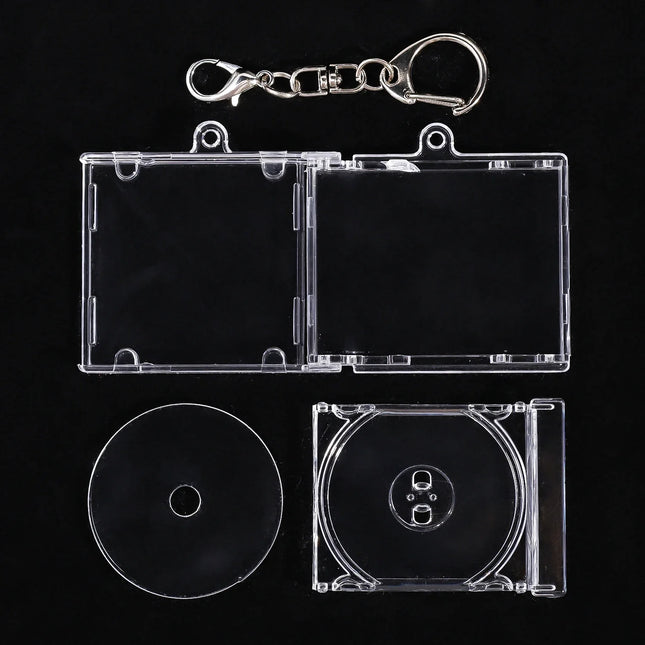 1/50pcs Clear Peripheral Commemorative Album Blank Mini CD Case Pendant For DIY Keychains Backpack Hanging Decoration Keyrings