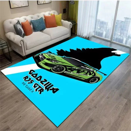 Skyline R34 Rug Velvet Flannel Printed Floor Mat Car Design Decorative Carpet Living Room Home Decor