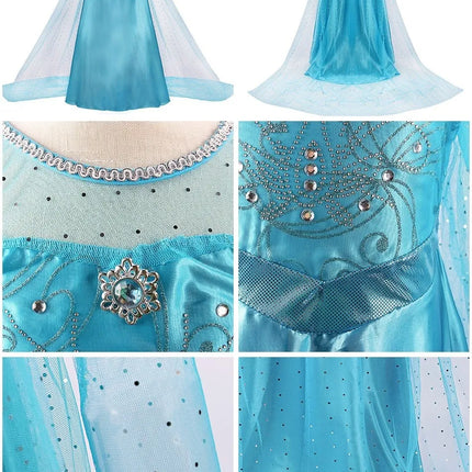 Girls Elsa Anna Dress Children Princess Carnival Dress Kids Jasmine Rapunzel Pageant Flower Disguise Cosplay Christmas Costume