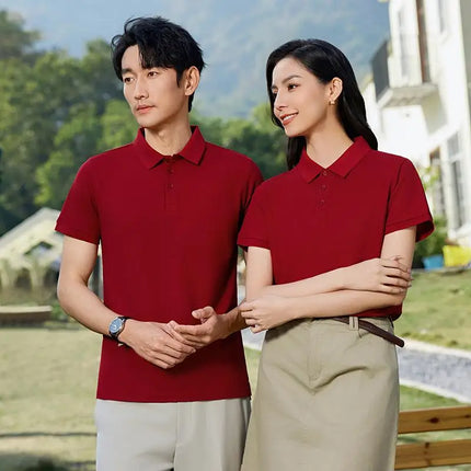 Summer 100% cotton overalls polo shirt custom company logo embroidered lapel short-sleeve T-shirt printing