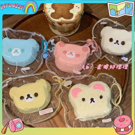 Little Red Book Viral Rilakkuma Bear Head Squishy Stress Relief Toy Food Grade Silicone Slow Rebound Creamy Feel For Kids Adults