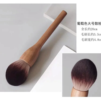 6Pcs Vintage Wood Handle Makeup Brush High Quality Walnut Loose Powder Foundation Contour Brush Super Soft Beauty Tool