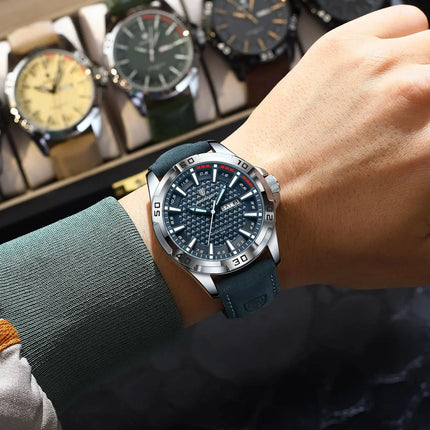 POEDAGAR Original Men's Wristwatch Top Luxury Waterproof Luminous Date Week Watch For Men Quartz Sport Leather Men's Watches Reloj
