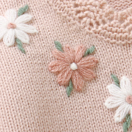 Pink Baby Girl Floral Sweaters Cardigans Spring Autumn Full Sleeve Infant Button Up Jackets Knitted Toddler Winter Outwear Coats