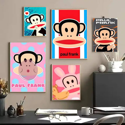 P-Paul Frank Poster Stickers Mural Painting Self-Adhesive Wall Decals for Bedroom Living Room Home HD Decor Gift