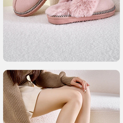 Evshine Fashion Fur Collar Fluffy Slippers Indoor Outdoor Winter Slippers Soft Plush House Shoes Women Leopard Fuzzy Slippers