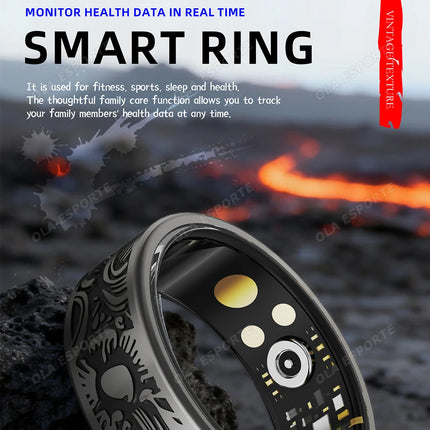 2026 New Fitness Retro Smart Ring Heart Rate Blood Pressure Sleep Monitoring Health Smart Ring Multiple Sports Modes Waterproof