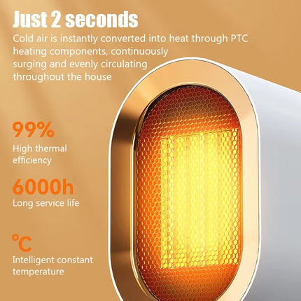 Electric Fan Heater For Room Winter 1200W Fast Heating Bathroom Living Room Office Desktop Portable PTC Ceramic Warm Air Blower