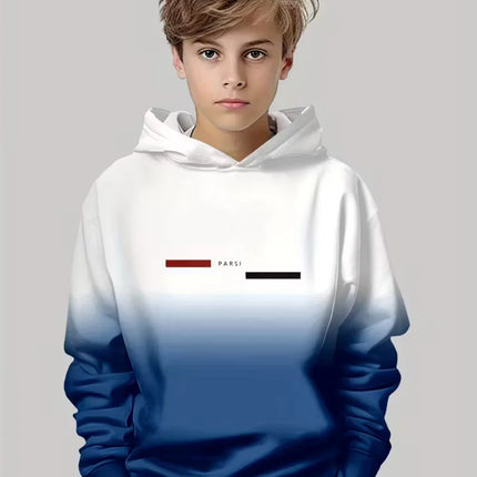 Kids Hoodie Gradient Paris 3D Print Graphic Fashion Child Sweatshirt Kids Clothing Round Neck Hoodies for Boy Street Casual Tops