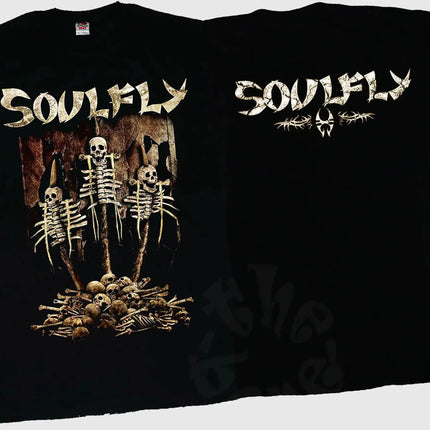 Vintage Rock Short Sleeve Casual Loose T-Shirt Vintage 1998 Soulfly Print Cotton T-shirt Crew Neck Streetwear Unisex