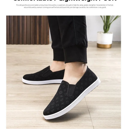 Low-Top Men's Shoes Chinese Style Soft Bottom Driving Shoes Breathable Casual Loafers Flat Heel Slip-On Canvas Shoes