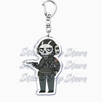 Hot Military Game Ghost Chibis Keychains for Accessories Cod Soldier Soap Simon Riley Keyring Jewelry Fans Friends Gaming Gifts