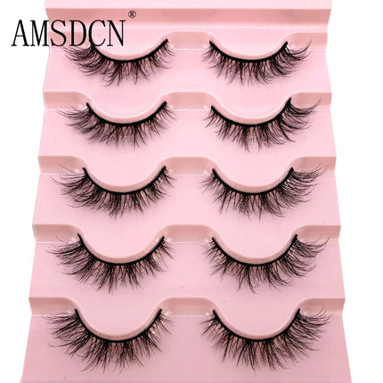 New 5 pairs natural fluffy 3D mink false eyelashes fake lashes makeup kit Mink Lashes extension eye lashes short eyelashes