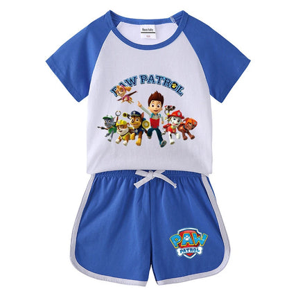 Children's Summer Pajama Set Kids Cartoon PAW Patrol T-shirt+Shorts Sets Boys Cotton Tops+Shorts 2Pcs Baby Boys Girls Sport Suit