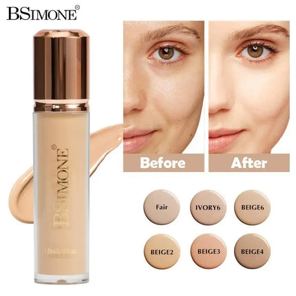 [TE1] BSIMONE Face Liquid Foundation Base Full Coverage Oil-Control Long Wear Smooth Lightweight Natural Cover Waterproof Matte