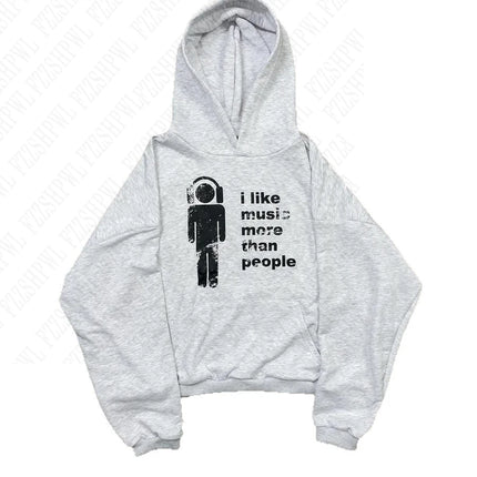 American retro y2k street Harajuku unique letter print dark hooded sweatshirt for both men and women in autumn and winter emo