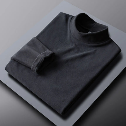 2026 Spring New Men's Turtleneck T-shirt Long Sleeve Slim Fit Solid Color High Elastic Bottoming Pullovers Basic Style Male Tops