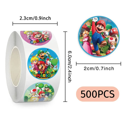 500PCS Super Mary Anime Cartoon Diy Label Luggage Graffiti Decal Mario Bros Roll Stickers Cartoon Kids Party Candy Sticker Decor