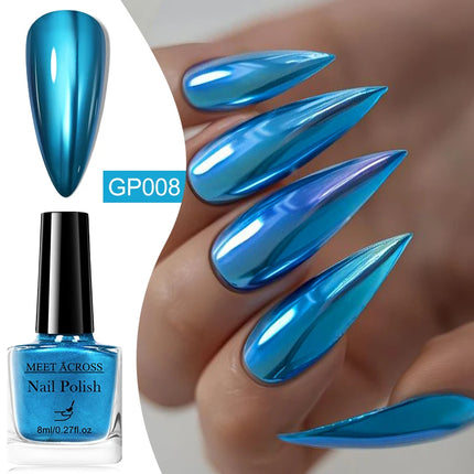 MEET ACROSS 8ml Glass Bottle Water-Based Peel Off Nail Polish Spring Summer Colorful Glitter Nail Art Varnish No Need Lamp