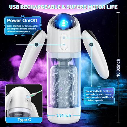 Automatic Male Masturbator 4 Thrusting 7 Rotation Modes 7 Color Ambient Lighting Pocket Pussy Male Stroker Adult Sex Toy for Men