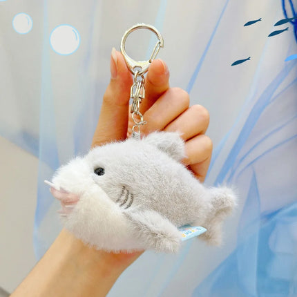 Soft Ocean Animal Keychain Small Turtle Kawaii Fluffy Whale Keyring Simulation PP Cotton Press Sound Pendant Home Decor