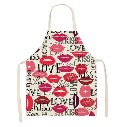 Nail Polish Lipstick Kitchen Cotton Linen Apron Bib Home Cleaning  Ladies  Cooking Picnic