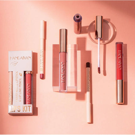Handaiyan Lip Liner Lipgloss Set Waterproof Matte Liquid Lipstick Pencil Sexy Red Long Lasting Lipliner Makeup Cosmetics