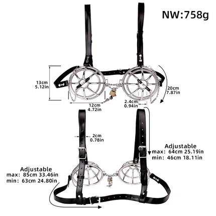 QKKQ Breast Cover With Nipple Clamp Nipples Covers Female Chest Hood Harness Metal Bra Teat Clips BDSM Sex Toys For Women 18+