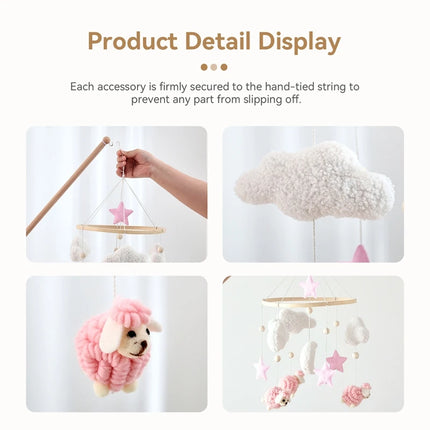 Baby Mobile Toy Wooden 0-12 Months Rattle Toy Baby Crib Mobile Toy Teddy Plush Alpaca Crib Bell Hanging Toy Baby Crib Bracket