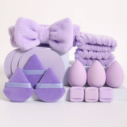 15 件套 Cosmetic Puff Makeup Sponge Blender Beauty Egg Foundation Sponges Puff Wash Face Headband Wristband Make up Accessories