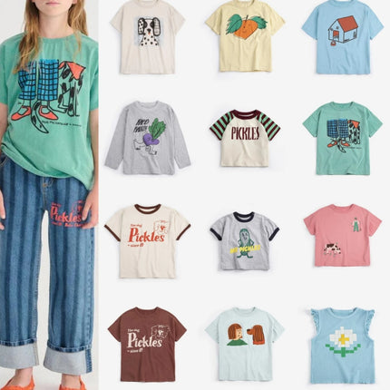 2026 New Spring Summer Children's Costumes Cartoon T-Shirts Top Korean Baby Boys Girls Cotton Short Sleeve Shirt Top Clothing