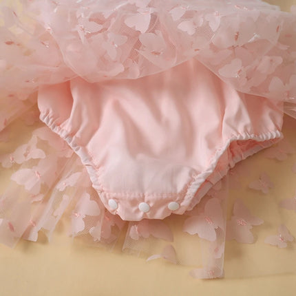 Pudcoco Infant Newborn Baby Girls Rompers Dress, Sleeveless Pleated Butterfly Tulle Patchwork A-line Dress for Party 0-24M