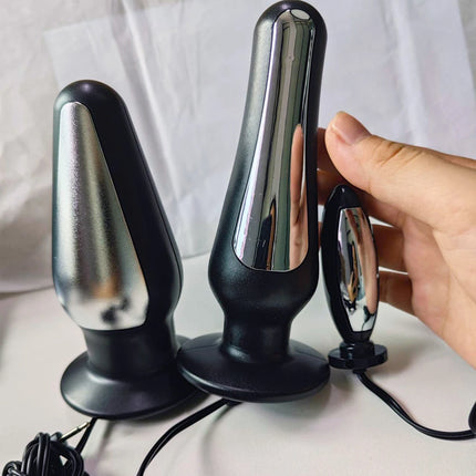 BDSM Electric Shock Pulse Metal Anal Butt Plug E-stim Massager Electro Prostate Vagina Stimulator Anus Dilator Adult Sex Toys