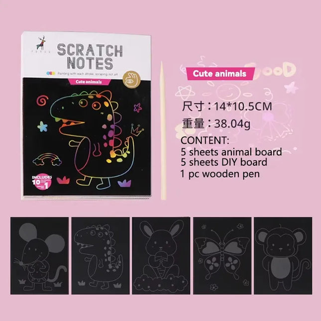Montessori Painting Note Scratch Art Paper DIY Graffiti Book Children Magic Rainbow Scraping Drawing Notepad Educational Toys