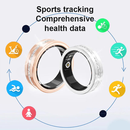 Smart Diamond Fitness Ring for Women Heart Rate & Sleep Monitor IP68 Waterproof Pedometer Health Tracker Fashionable Accessory
