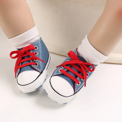 Baby Canvas Classic Sports Shoes Newborn Boys and Girls Printed Star First Walkers Shoes Infant Anti slip Baby Shoes