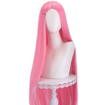 Long Straight Cosplay Wig Centre Parting Central Split Blond Pink Red Purple Heat Resistant Synthetic Hair Wigs