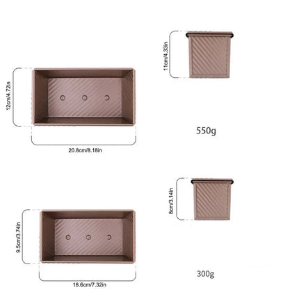 1Pcs Non-Stick Pullman Loaf Pan with Lid - Carbon Steel Corrugated Bread Toast Box Mold for Perfectly Baked Bread Toast